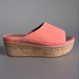 FitFlop Women's Eloise Cork-Wrap Suede Platform Wedge Slides Sandal Size 8.5